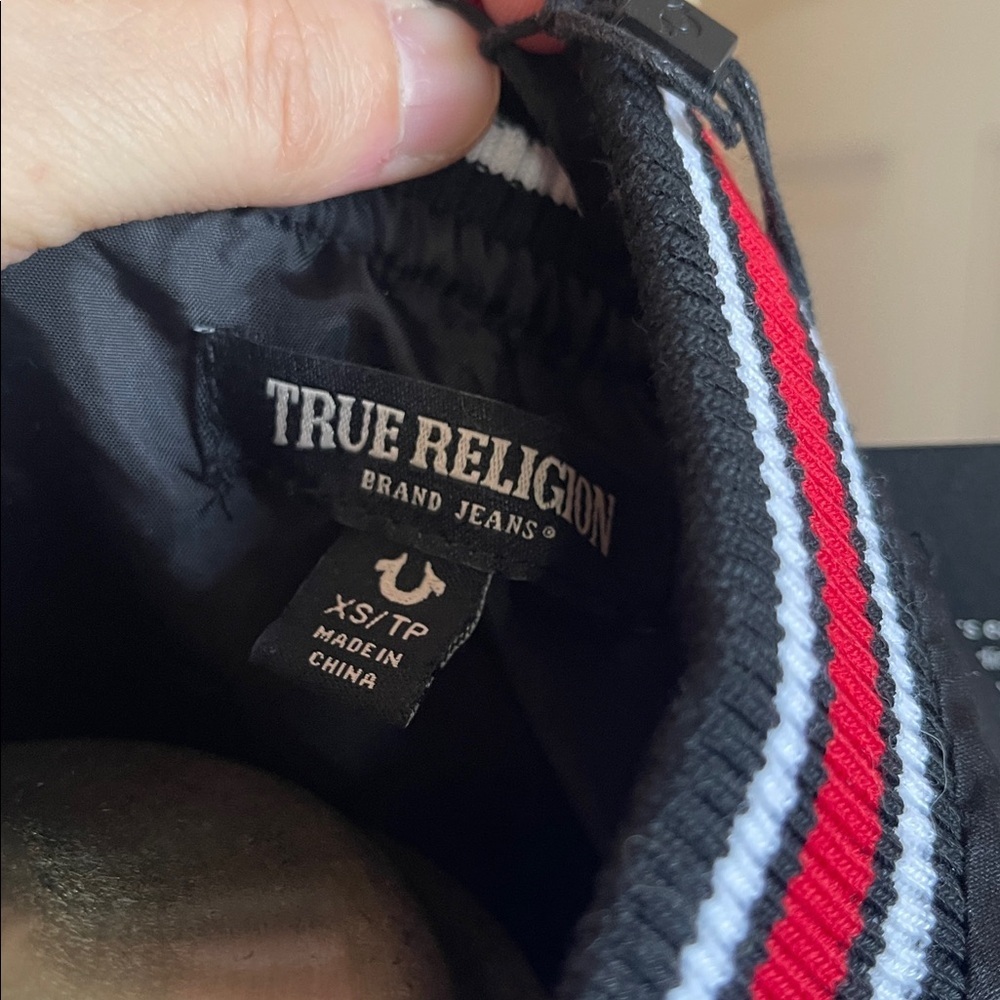 True Religion Black Varsity Jacket with Red and White Trim nwt - Picture 9 of 10